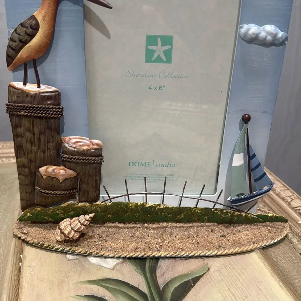 Home Studio Shoreline Collection 3D Photo Frame 4x6 Beach Sailboat Pier Bird